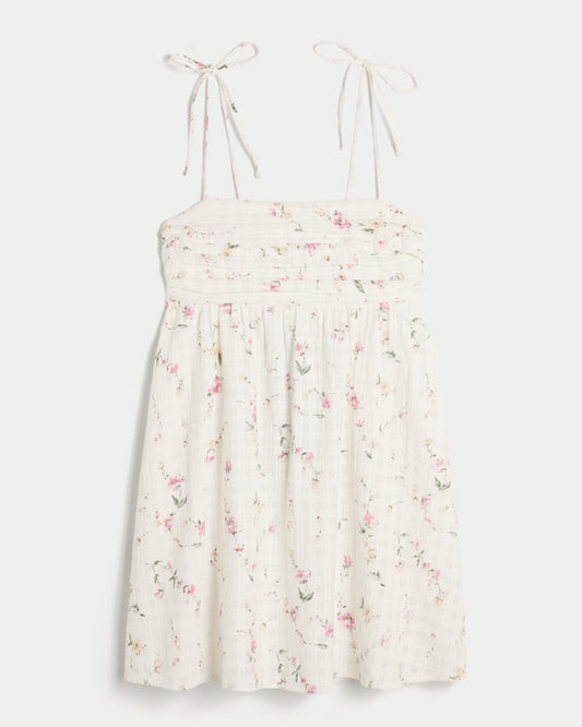 Babydoll Tie-Strap Mini Dress